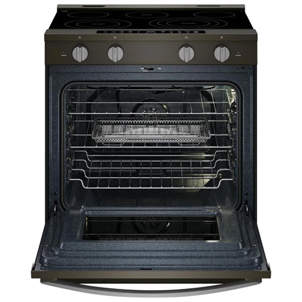 Cuisinière électrique autonettoyante encastrable et friture à l'air chaud 5,3 pi³ 31 po de Whirlpool (YWSES7530RV) - Noir sur inox