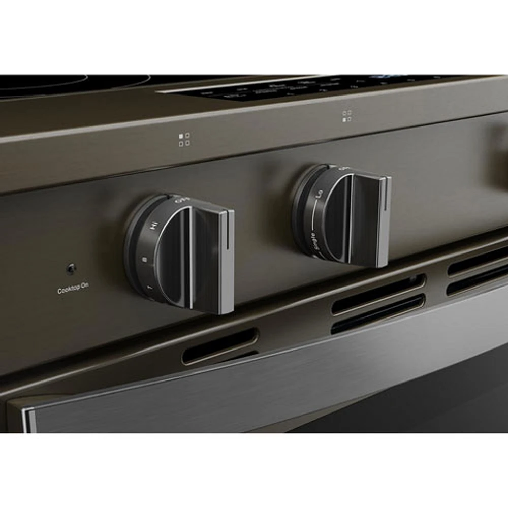 Cuisinière électrique autonettoyante encastrable et friture à l'air chaud 5,3 pi³ 31 po de Whirlpool (YWSES7530RV) - Noir sur inox
