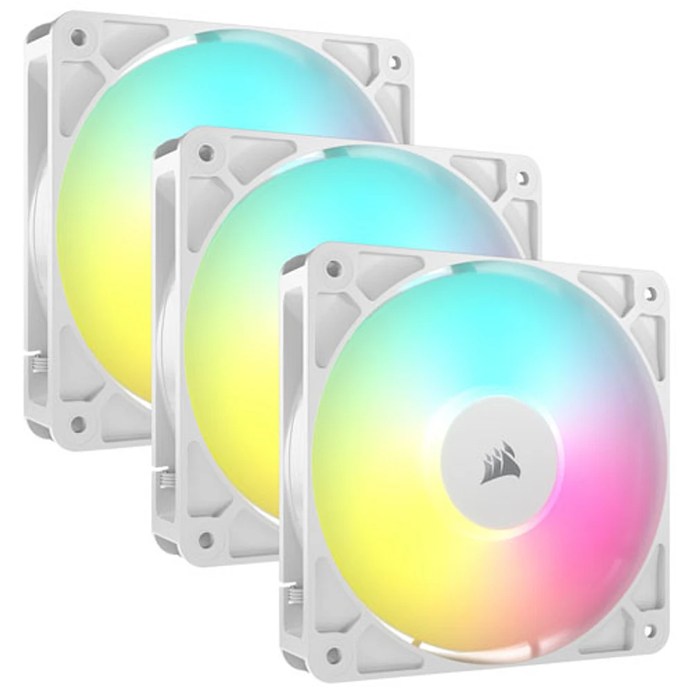 Ensemble de trois ventilateurs de 120 mm ARGB PWM RS120 de Corsair - Blanc