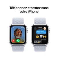 TELUS Apple Watch SE (GPS + Cellular) 40mm Silver Aluminum Case w/ Blue Cloud Sport Loop