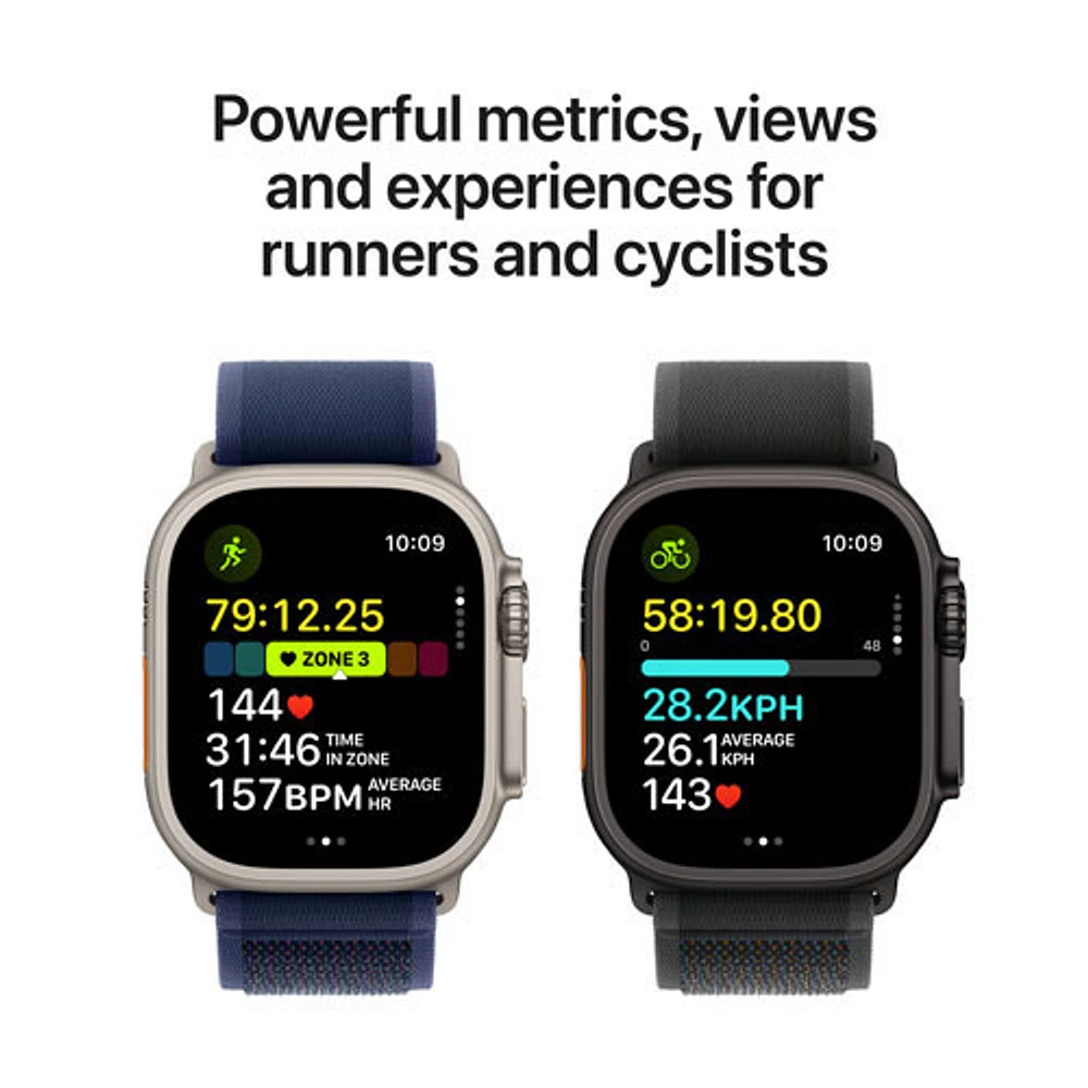 Apple Watch Ultra 2 (GPS + Cellulaire) avec boîtier de 49 mm en titane noir et bracelet Alpin vert foncé par Virgin Plus - Moyen - Financement mensuel