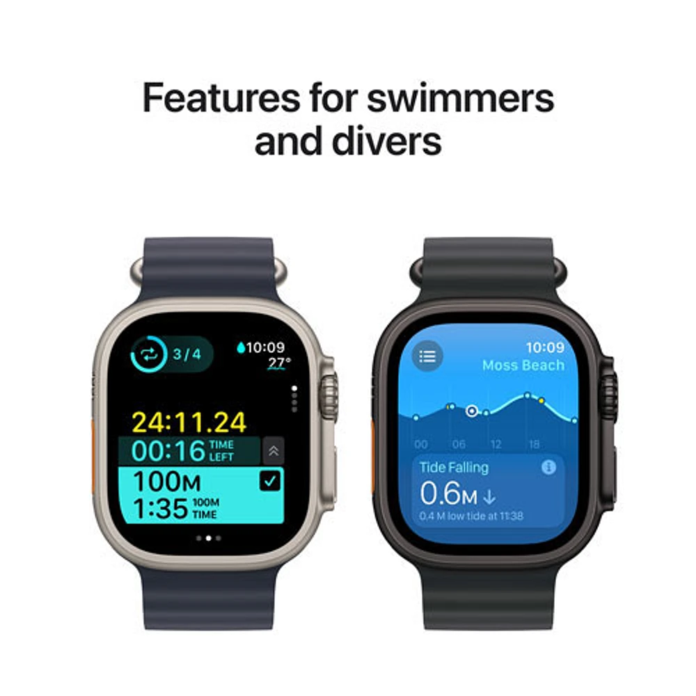 Apple Watch Ultra 2 (GPS + Cellulaire) avec boîtier de 49 mm en titane noir et bracelet Alpin vert foncé par Virgin Plus - Moyen - Financement mensuel
