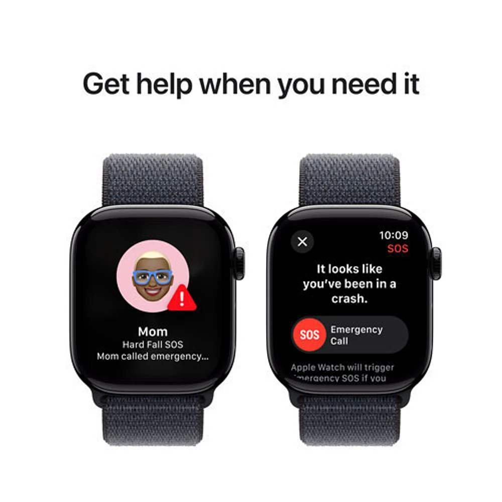 Apple Watch Series 10 (GPS + Cellulaire) avec boîtier de mm en aluminium noir de jais et bracelet sport encre par Virgin Plus