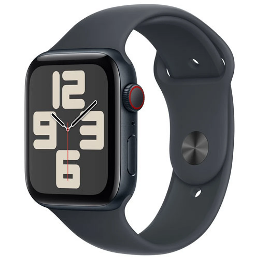 Apple Watch SE (GPS + Cellulaire) avec boîtier de 44 mm en aluminium minuit et bracelet sport minuit par Virgin Plus - Moyen/Grand - Financement mensuel