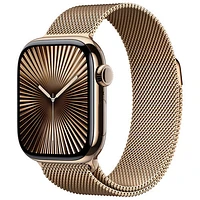 Apple Watch Series 10 (GPS + Cellulaire) avec boîtier de mm en titane doré et bracelet milanais doré par Freedom Mobile - Moyen/Grand