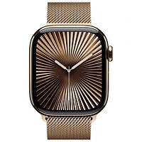 Apple Watch Series 10 (GPS + Cellulaire) avec boîtier de mm en titane doré et bracelet milanais doré par Freedom Mobile - Moyen/Grand