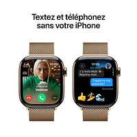 Apple Watch Series 10 (GPS + Cellulaire) avec boîtier de mm en titane doré et bracelet milanais doré par Freedom Mobile - Moyen/Grand