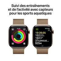 Apple Watch Series 10 (GPS + Cellulaire) avec boîtier de mm en titane doré et bracelet milanais doré par Freedom Mobile - Moyen/Grand