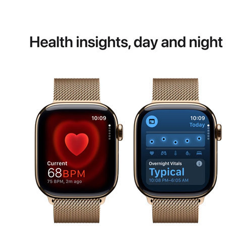 Apple Watch Series 10 (GPS + Cellulaire) avec boîtier de mm en titane doré et bracelet milanais doré par Freedom Mobile - Moyen/Grand