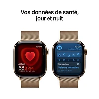 Apple Watch Series 10 (GPS + Cellulaire) avec boîtier de mm en titane doré et bracelet milanais doré par Freedom Mobile - Moyen/Grand