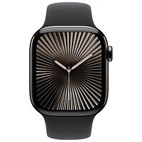 Apple Watch Series 10 (GPS + Cellulaire) avec boîtier de mm en titane ardoise et bracelet sport noir par Freedom Mobile - Moyen/Grand