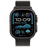 Apple Watch Ultra 2 (GPS + Cellulaire) avec boîtier de 49 mm en titane noir et bracelet milanais en titane noir par Freedom Mobile - Grand - Paiement Balance mensuel