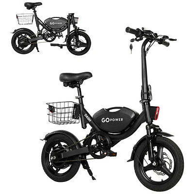 Vélo de ville électrique repliable et léger GoDash de GoPowerBike (moteur de 400W/autonomie maximale de 48,3 km/vitesse maximale de 32km/h)