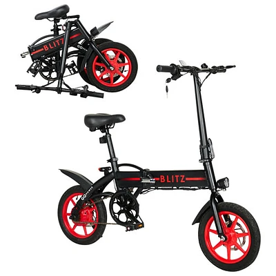 Vélo de ville électrique repliable GoBlitz de GoPowerBike (moteur 350 W/autonomie maximale 48km/vitesse maximale 32km/h) - Noir