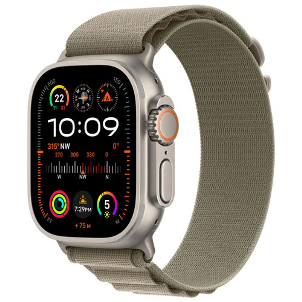 Apple Watch Ultra 2 (GPS + cellulaire) avec boîtier de 49 mm en titane et bracelet alpin olive par Koodo - Grand 165-210 mm - Paiement Balance mensuel