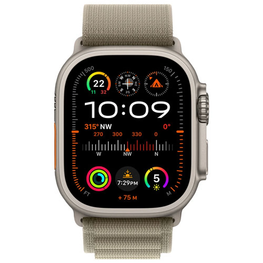 Apple Watch Ultra 2 (GPS + cellulaire) avec boîtier de 49 mm en titane et bracelet alpin olive par Koodo - Grand 165-210 mm - Paiement Balance mensuel