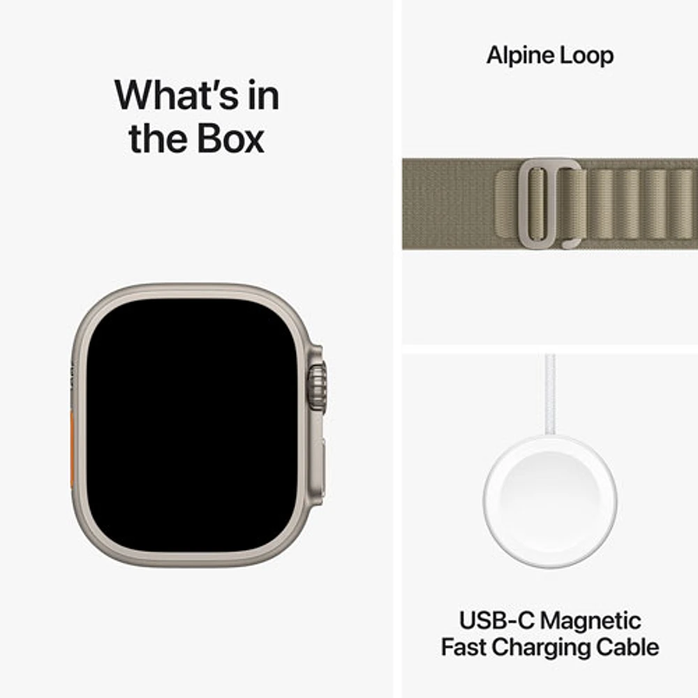 Apple Watch Ultra 2 (GPS + cellulaire) avec boîtier de 49 mm en titane et bracelet alpin olive par Koodo - Grand 165-210 mm - Paiement Balance mensuel