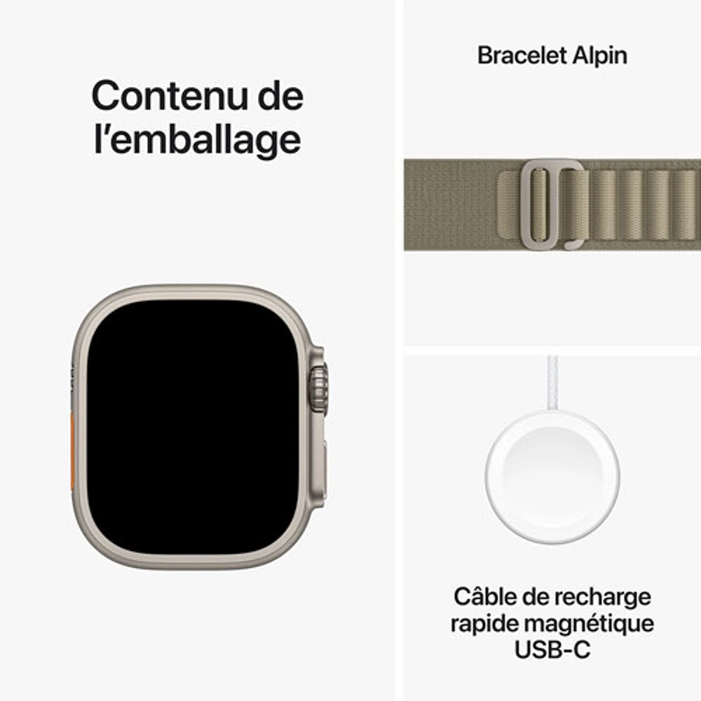 Apple Watch Ultra 2 (GPS + cellulaire) avec boîtier de 49 mm en titane et bracelet alpin olive par Koodo - Grand 165-210 mm - Paiement Balance mensuel