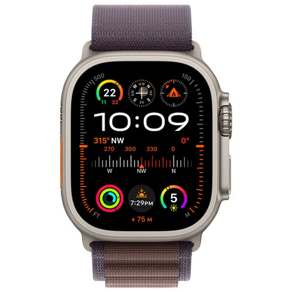 Apple Watch Ultra 2 (GPS + Cellular) avec boîtier de 49 mm en titane et bracelet alpin indigo par Koodo - Grand 165-210 mm - Paiement Balance mensuel