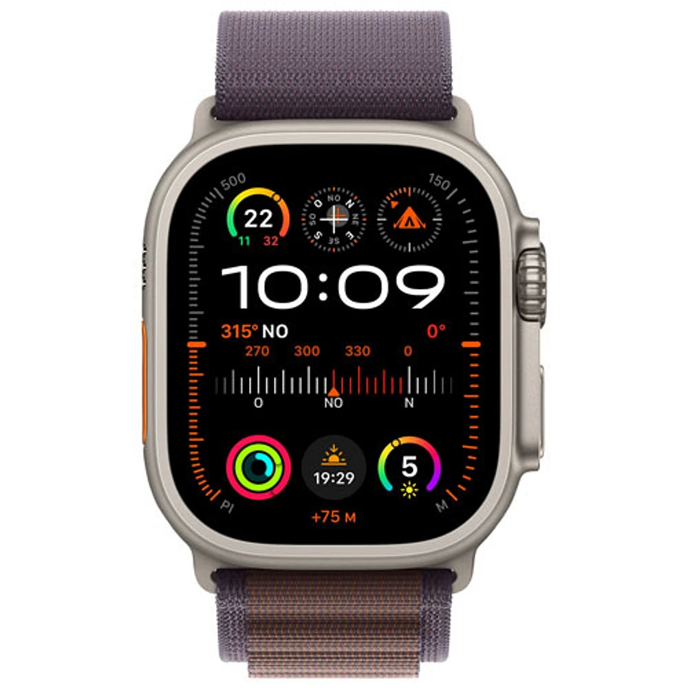 Apple Watch Ultra 2 (GPS + Cellular) avec boîtier de 49 mm en titane et bracelet alpin indigo par Koodo - Grand 165-210 mm - Paiement Balance mensuel