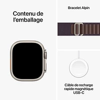Apple Watch Ultra 2 (GPS + Cellular) avec boîtier de 49 mm en titane et bracelet alpin indigo par Koodo - Grand 165-210 mm - Paiement Balance mensuel