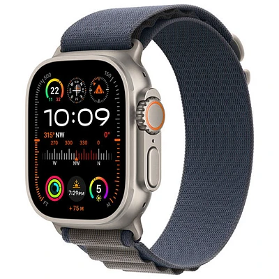 Apple Watch Ultra 2 (GPS + cellulaire) avec boîtier de 49 mm en titane et bracelet alpin bleu par Koodo - Grand 165-210 mm - Paiement Balance mensuel