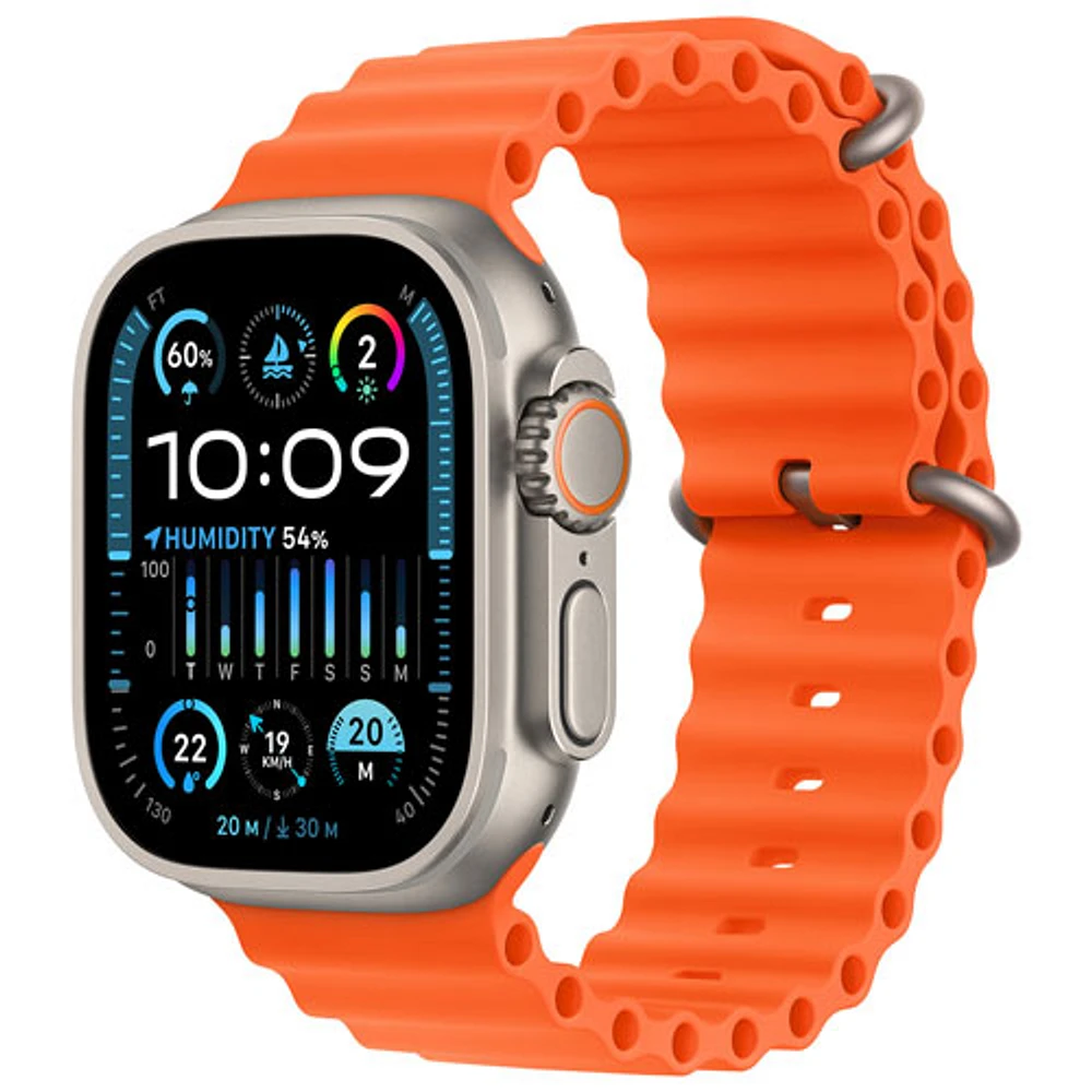 Apple Watch Ultra 2 (GPS + cellulaire) avec boîtier de 49 mm en titane et bracelet océan orange par Koodo - Paiement Balance mensuel