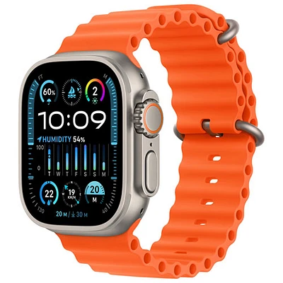 Apple Watch Ultra 2 (GPS + cellulaire) avec boîtier de 49 mm en titane et bracelet océan orange par Koodo - Paiement Balance mensuel