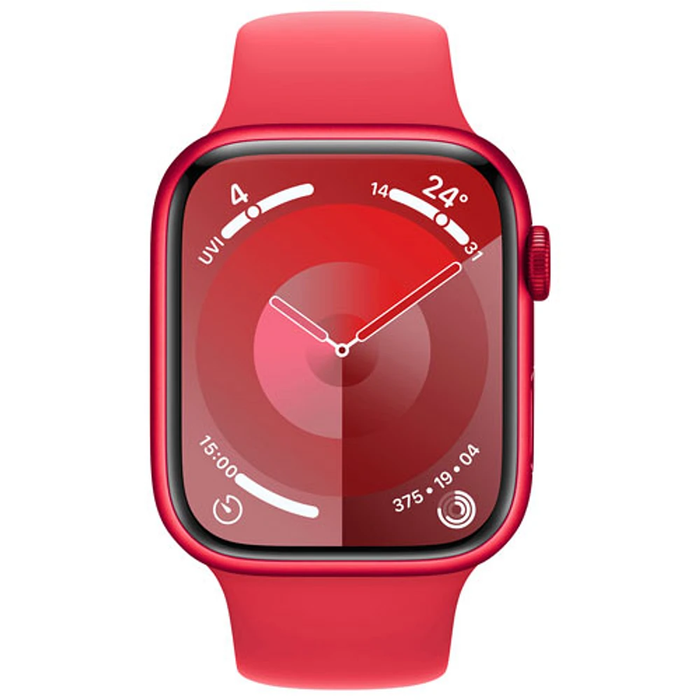 Apple Watch Series 9 (GPS + cellulaire) avec boîtier de mm en aluminium (PRODUCT)RED et bracelet sport (PRODUCT)RED par Koodo - Petit/Moyen - mm