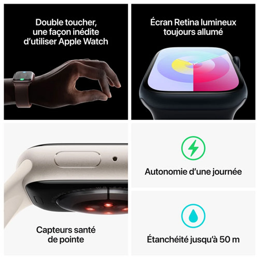 Apple Watch Series 9 (GPS + cellulaire) avec boîtier de mm en aluminium (PRODUCT)RED et bracelet sport (PRODUCT)RED par Koodo - Moyen/Grand - mm