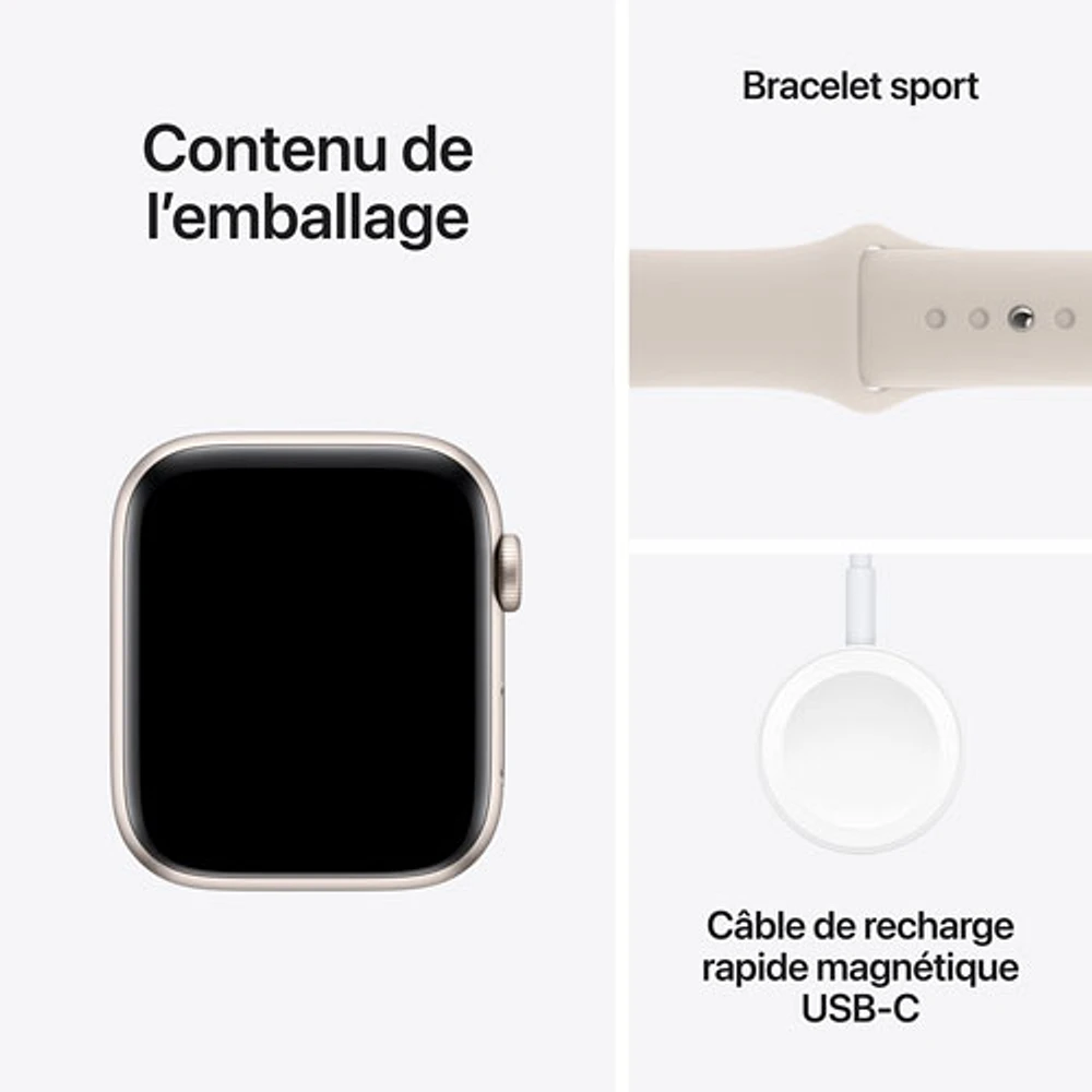 Apple Watch SE (GPS + cellulaire) de 44 mm avec boîtier en aluminium comète et bracelet sport comète par Koodo - Moyen/Grand - Paiement Balance mensuel