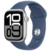 Koodo Apple Watch Series 10 (GPS + Cellular) 42mm Silver Aluminum Case with Denim Sport Band - Medium/Large - Monthly Tab Payment