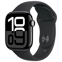 Apple Watch Series 10 (GPS + cellulaire) avec boîtier de mm en aluminium noir de jais et bracelet sport noir par Koodo - Petit/Moyen
