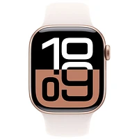Apple Watch Series 10 (GPS + cellulaire) avec boîtier de mm en aluminium rose doré et bracelet sport rose tendre par Koodo - Moyen/Grand