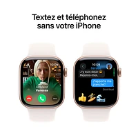 Apple Watch Series 10 (GPS + cellulaire) avec boîtier de mm en aluminium rose doré et bracelet sport rose tendre par Koodo - Moyen/Grand