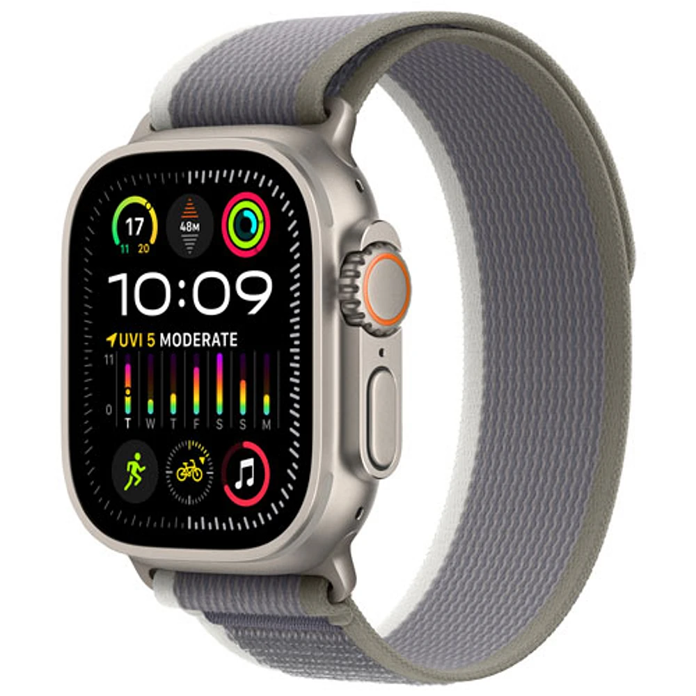 Koodo Apple Watch Ultra 2 (GPS + Cellular) 49mm Titanium Case with Green Grey Trail Loop - Small / Medium 130-180mm - Monthly Tab Payment