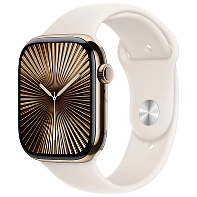 Apple Watch Series 10 (GPS + cellulaire) avec boîtier de mm en titane doré et bracelet sport comète par Koodo - Moyen/Grand