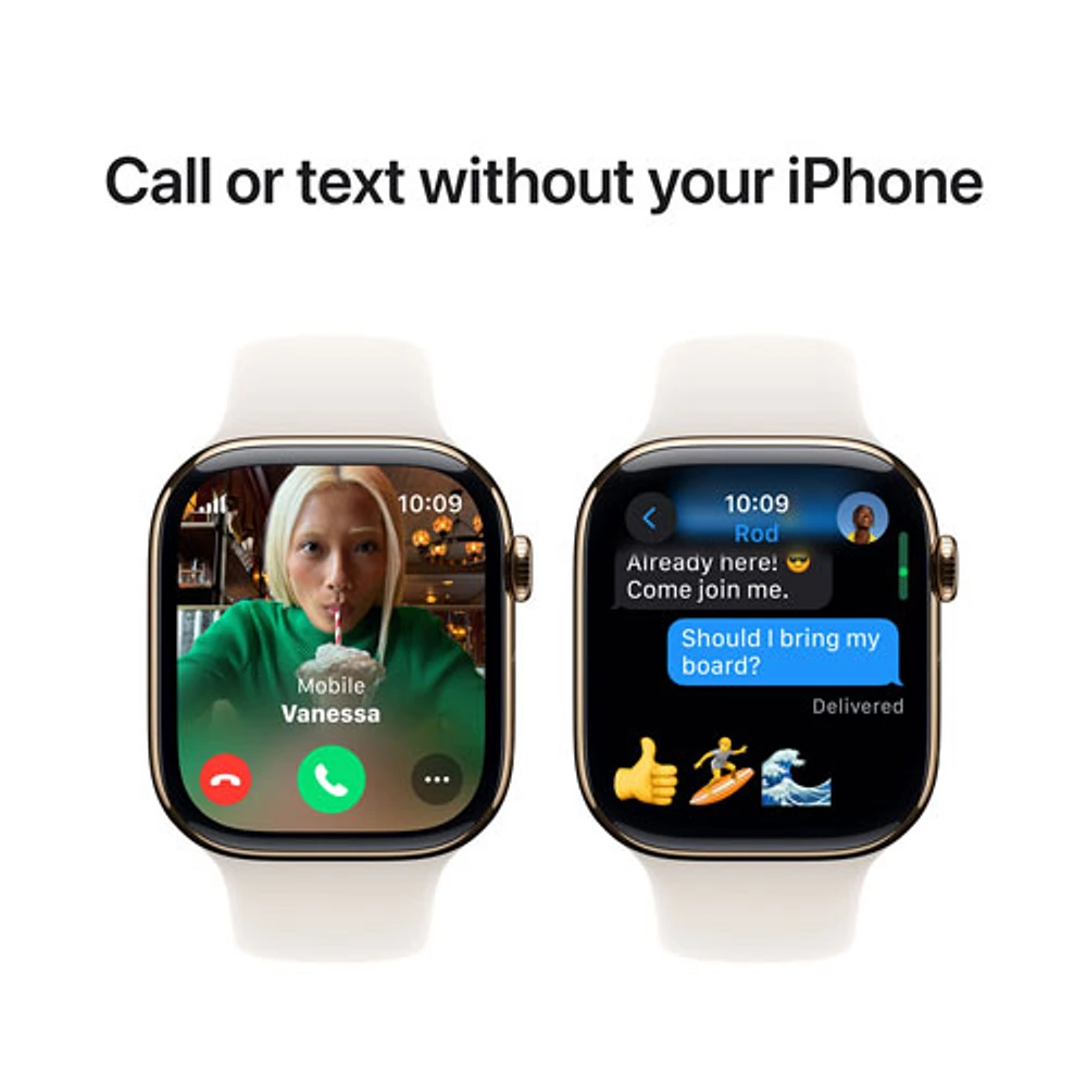 Apple Watch Series 10 (GPS + cellulaire) avec boîtier de mm en titane doré et bracelet sport comète par Koodo - Moyen/Grand