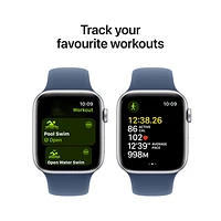 Koodo Apple Watch SE (GPS + Cellular) 44mm Silver Aluminum Case with Denim Sport Band - Medium/Large - Monthly Tab Payment