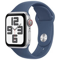 Koodo Apple Watch SE (GPS + Cellular) 40mm Silver Aluminum Case with Denim Sport Band - Medium/Large - Monthly Tab Payment