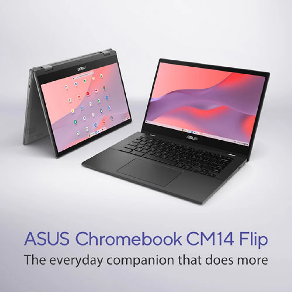 Chromebook 2-en-1 à écran tactile de 14 po CM14 Flip d'ASUS - Gris gravité (Kompanio 520 de MediaTek/RAM 8 Go/SSD 128 Go)