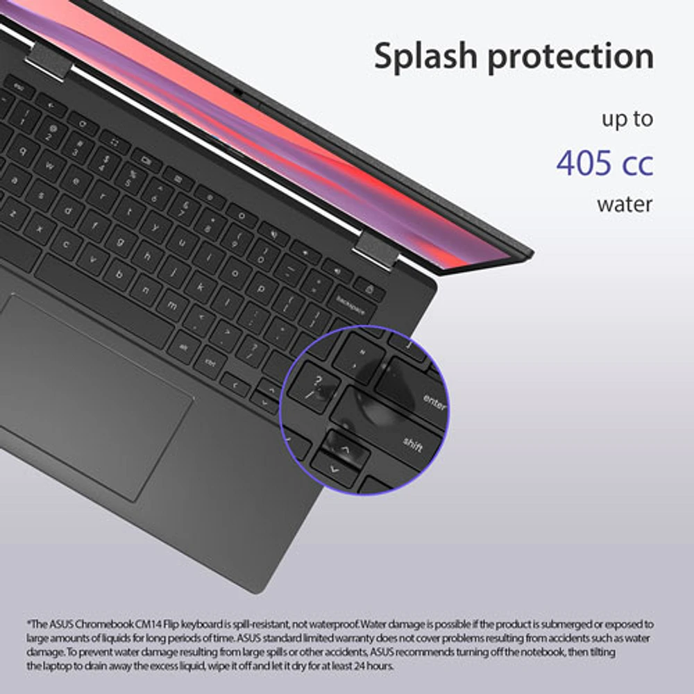 Chromebook 2-en-1 à écran tactile de 14 po CM14 Flip d'ASUS - Gris gravité (Kompanio 520 de MediaTek/RAM 8 Go/SSD 128 Go)