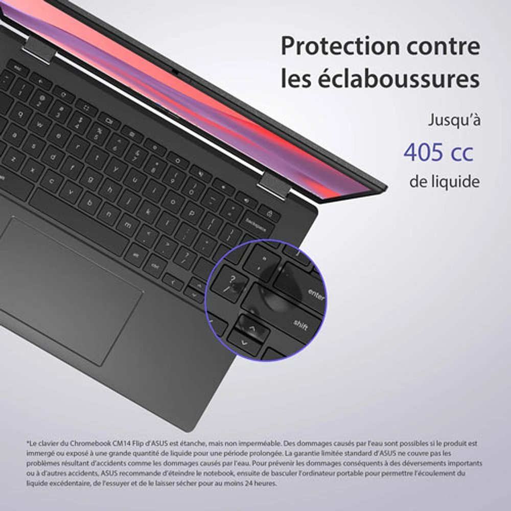 Chromebook 2-en-1 à écran tactile de 14 po CM14 Flip d'ASUS - Gris gravité (Kompanio 520 de MediaTek/RAM 8 Go/SSD 128 Go)