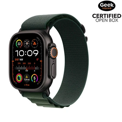 Open Box - Apple Watch Ultra 2 (GPS + Cellular) 49mm Black Titanium Case with Dark Green Alpine Loop - Medium