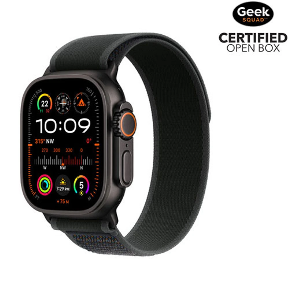 Open Box - Apple Watch Ultra 2 (GPS + Cellular) 49mm Black Titanium Case with Black Trail Loop - Medium/Large