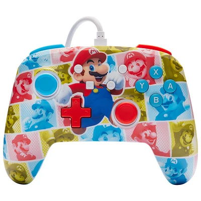 Manette avec fil optimisée de PowerA pour Nintendo Switch - Mario Hero Reel