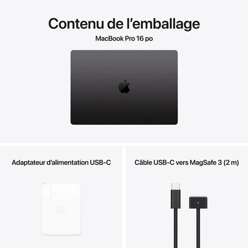 MacBook Pro de 16,2 po d'Apple (automne 2024) - Noir infini (M4 Pro d'Apple/RAM Go/SSD 512 Go