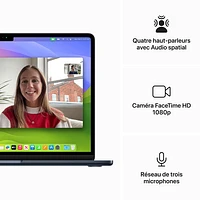 MacBook Air de 13,6 po avec Touch ID d'Apple (2022) - Minuit (M2 d'Apple/RAM 16 Go/SSD 256 Go) - Anglais