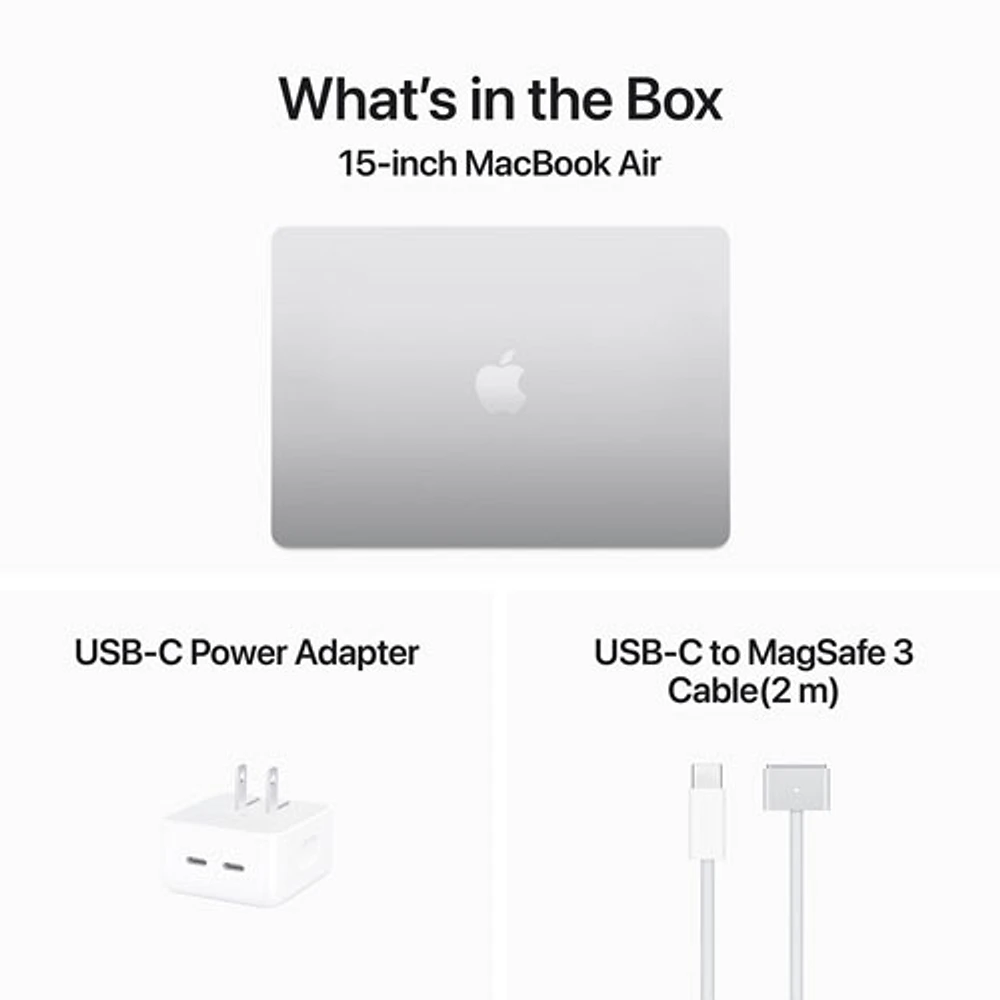 MacBook Air de 15,3 po avec Touch ID d'Apple (automne 2024) - Argenté (M3 d'Apple/RAM 24 Go/SSD 512 Go) - Français