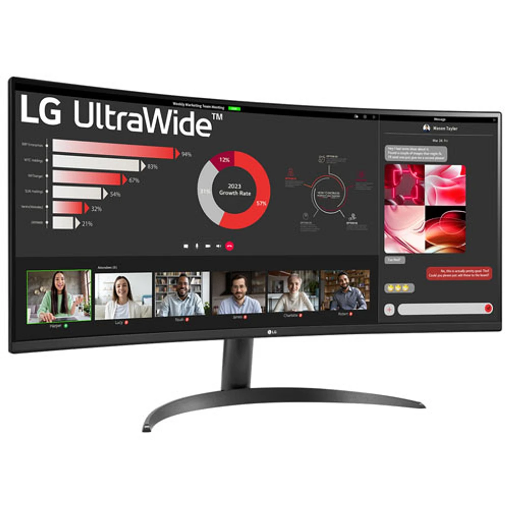 Moniteur de jeu incurvé DEL AV WQHD 1440p FreeSync GTG 5 ms 100Hz 34 po UltraWide LG (34WR50QK-B) - Noir